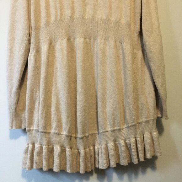 Style & Co. Frilly Ruffle Hem Tan Open Cardigan - Picture 8 of 10